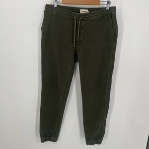 Taylor Stitch The Apres Pants Seersucker Olive Green Men's Jogger Casual Cotton